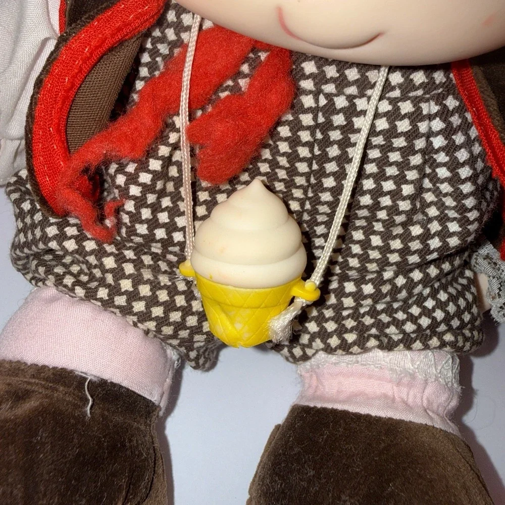 Vintage 1980 J Shin Ice Cream Doll Lot of 2 Boy Girl Plaid Dress Outfits 11